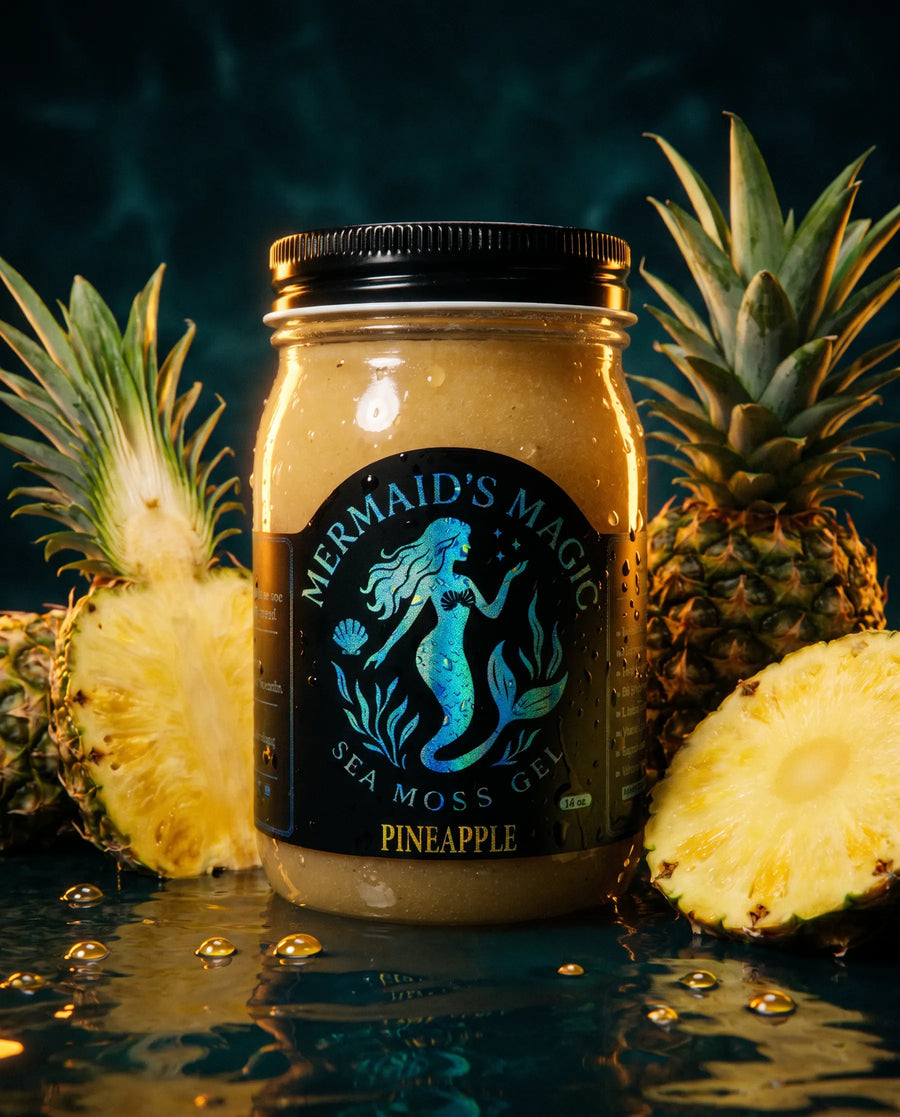 Pineapple Flavor Sea Moss Gel styled with fresh whole fruit