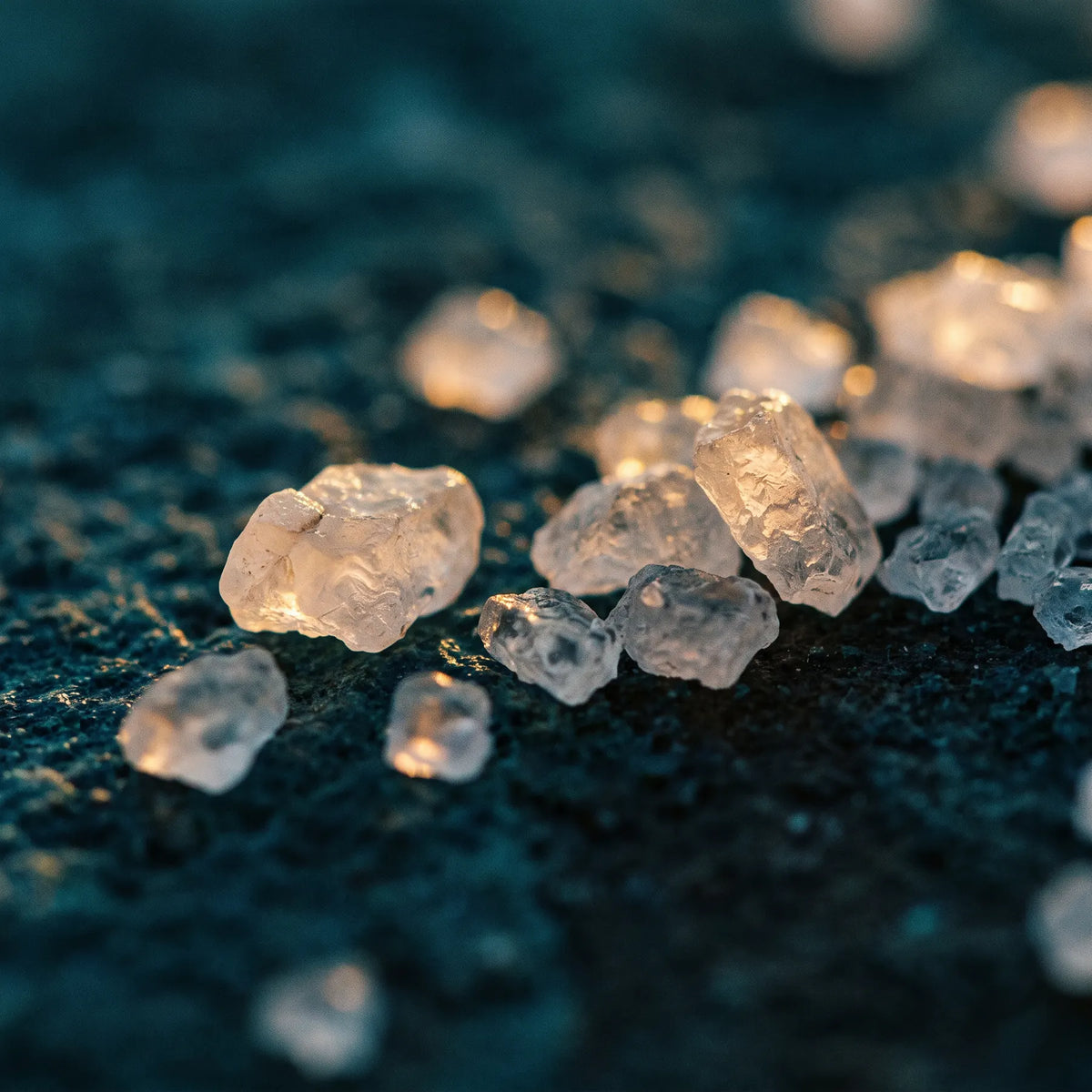 Close-up of sea salt crystals